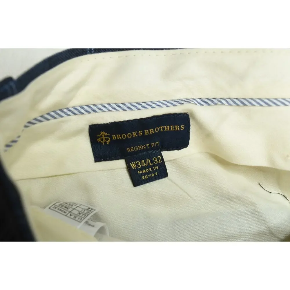 Brooks Brothers REGENT Trousers Pants Mens 34x32 Blue Plaid Wool Slim Fit